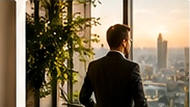 Dirigeant regardant Paris depuis son bureau