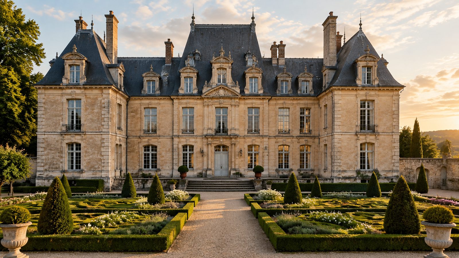 Château classé et jardins à la française